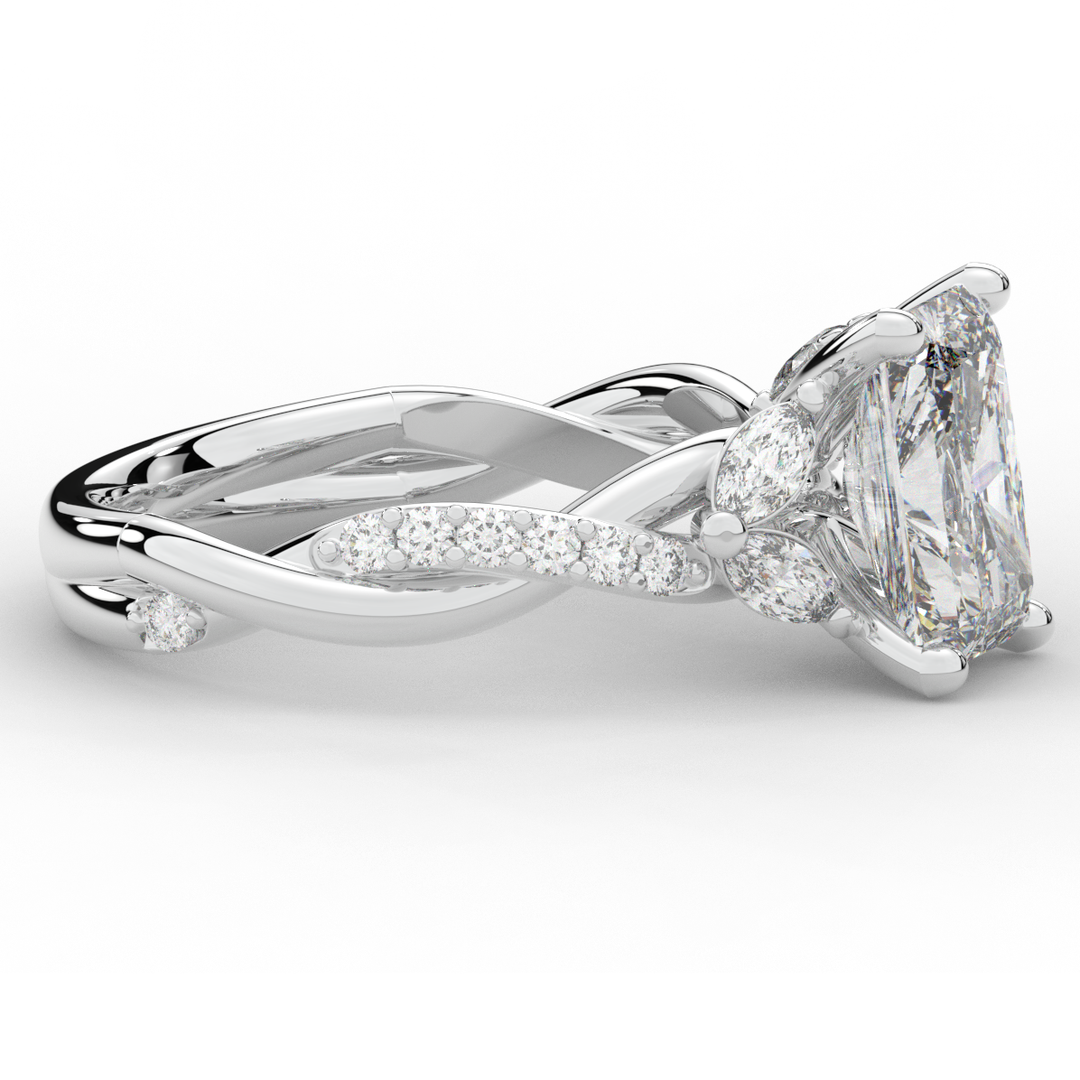 2.40CT.TW RADIANT LAB DIAMOND TWIST BAND ENGAGEMENT RING