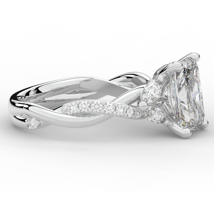 2.40CT.TW RADIANT LAB DIAMOND TWIST BAND ENGAGEMENT RING