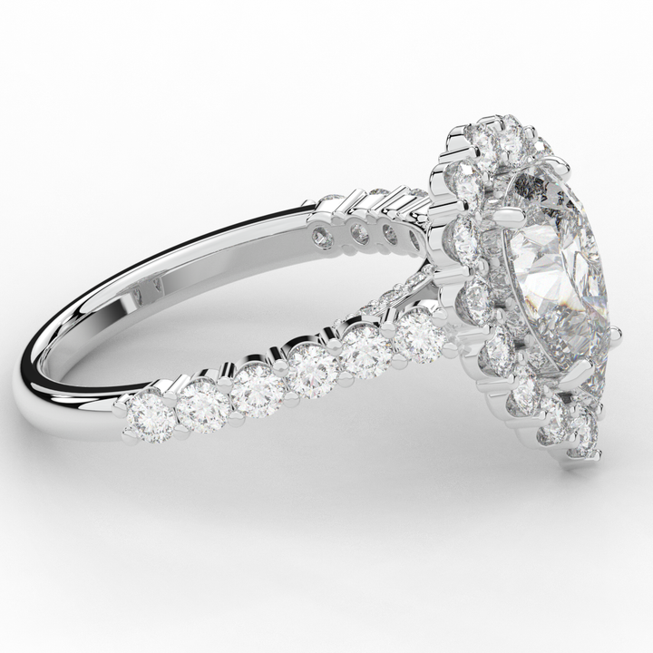 3.10CT.TW PEAR LAB DIAMOND HALO ENGAGEMENT RING