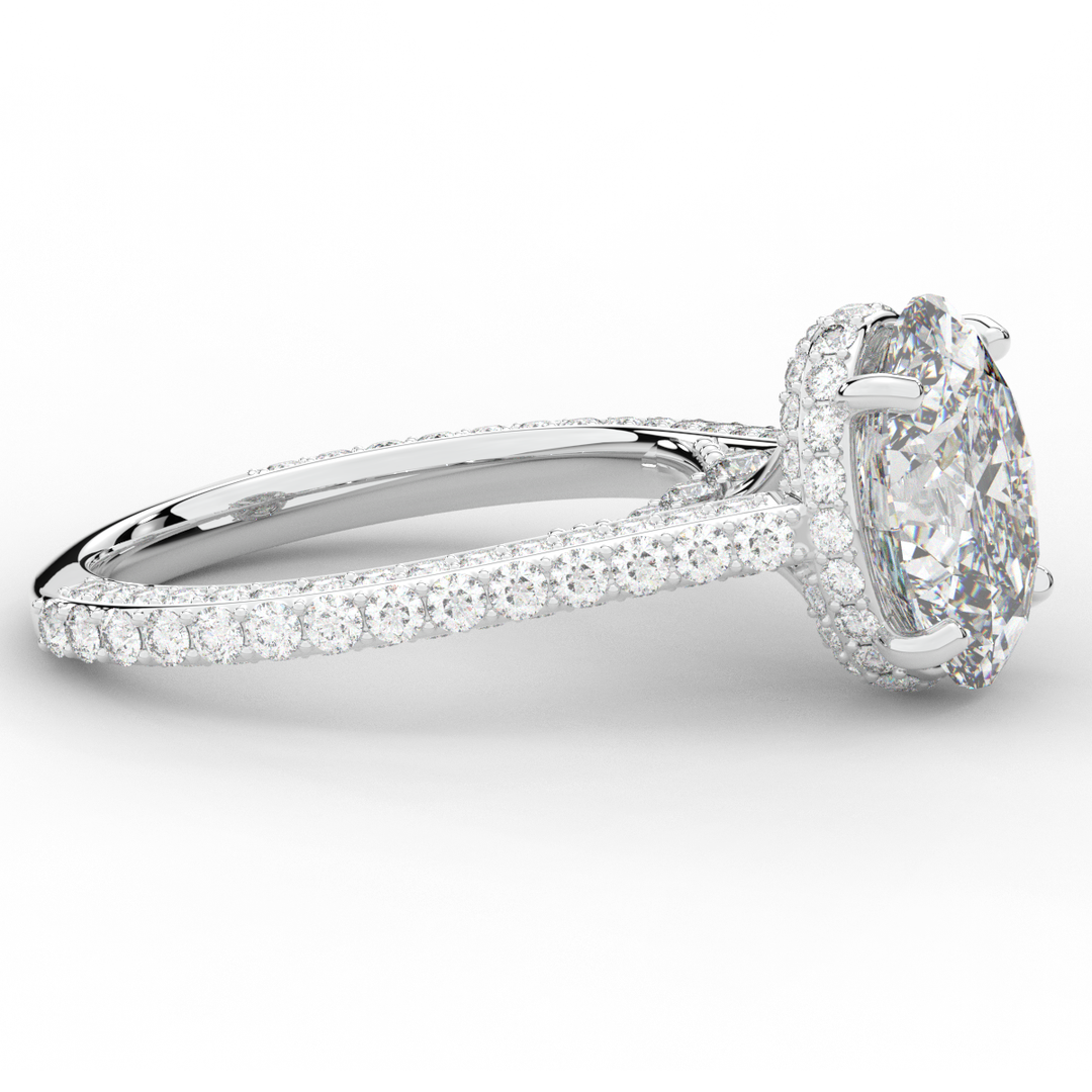 4.00CT.TW OVAL LAB DIAMOND UNDERHALO SOLITAIRE ENGAGEMENT RING