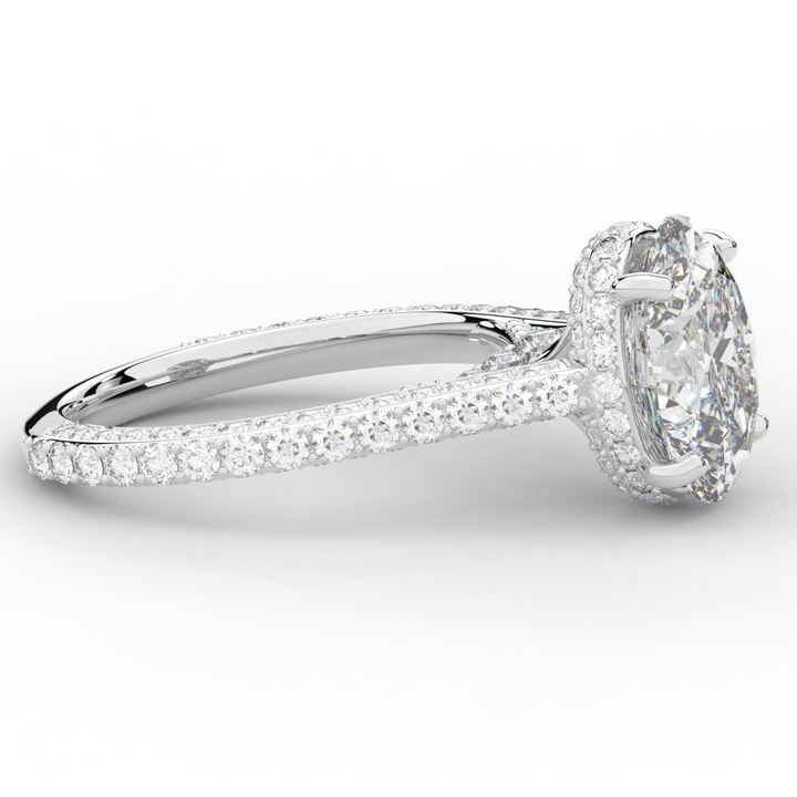 4.00CT.TW OVAL LAB DIAMOND UNDERHALO SOLITAIRE ENGAGEMENT RING