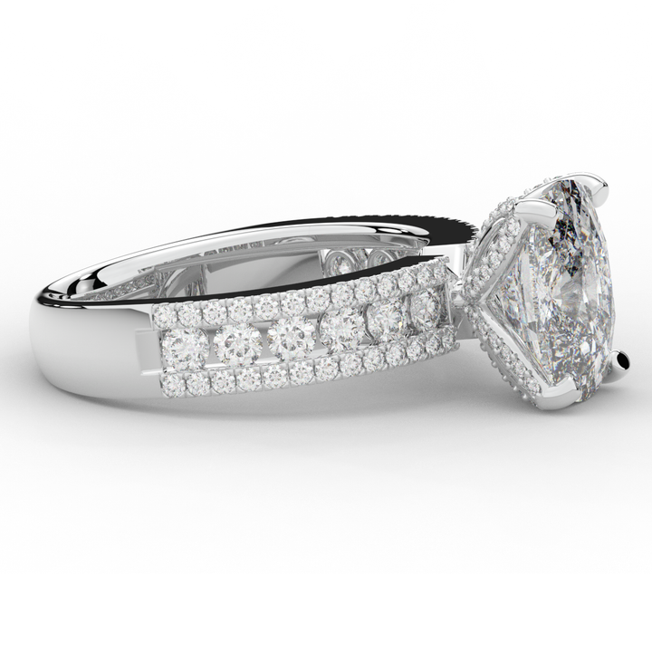 3.95CT.TW CUSHION LAB DIAMOND SOLITAIRE ENGAGEMENT RING