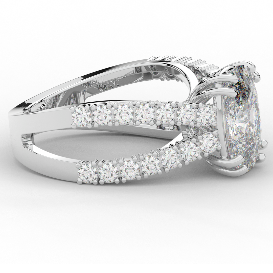 3.75CT.TW CUSHION LAB DIAMOND SPLIT BAND ENGAGEMENT RING