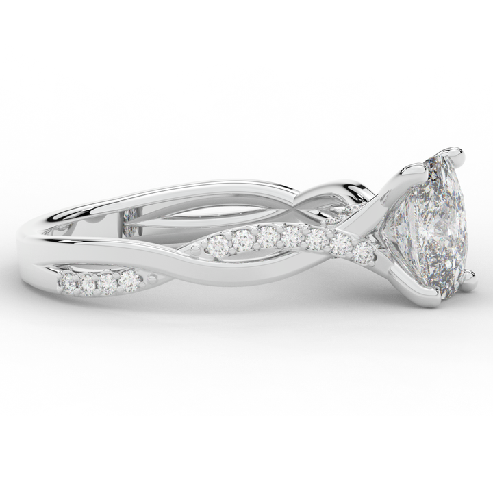 1.70CT.TW CUSHION LAB DIAMOND TWIST BAND ENGAGEMENT RING