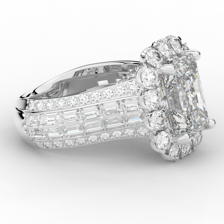 8.00CT.TW RADIANT LAB DIAMOND HALO ENGAGEMENT RING