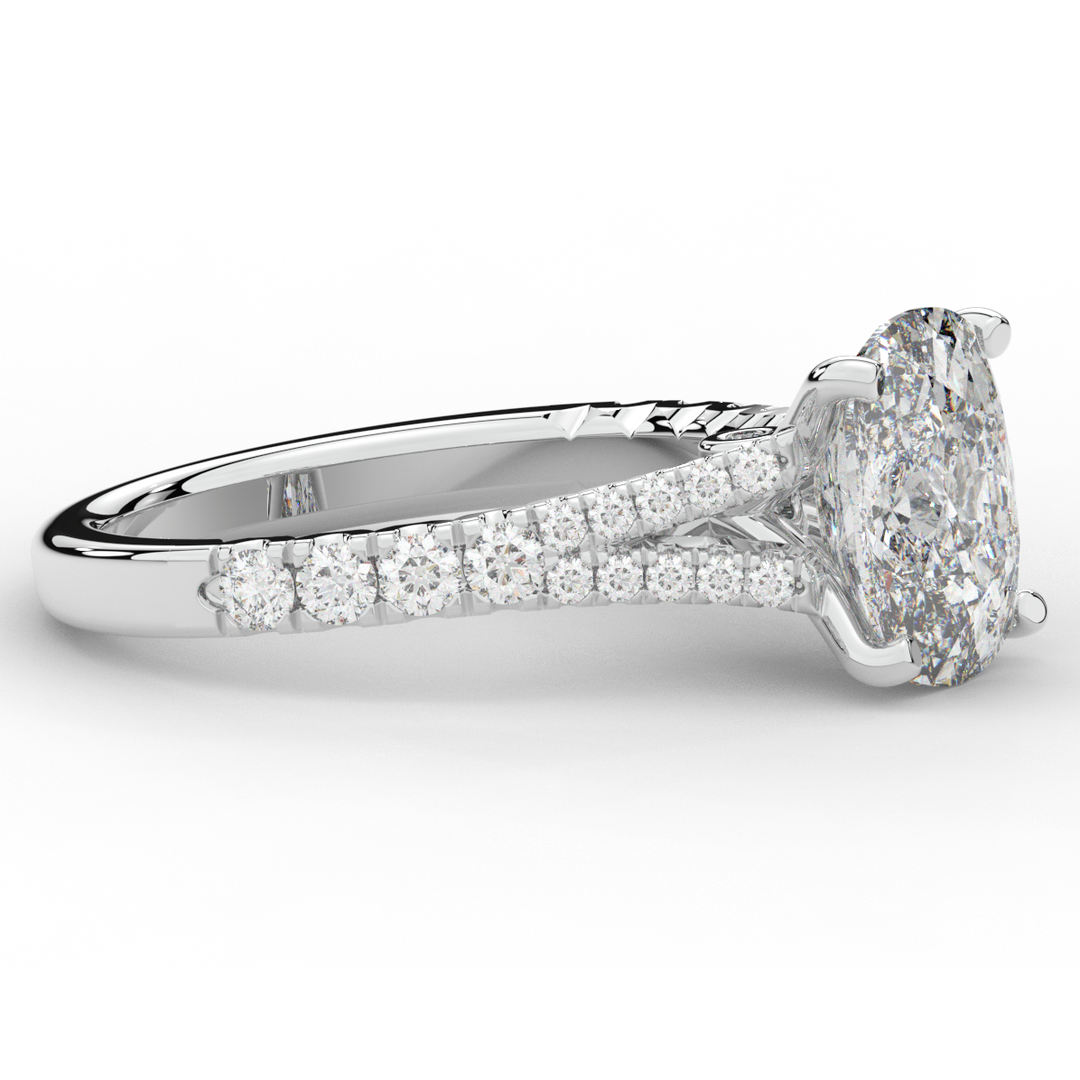 3.45CT.TW CUSHION LAB DIAMOND ENGAGEMENT RING