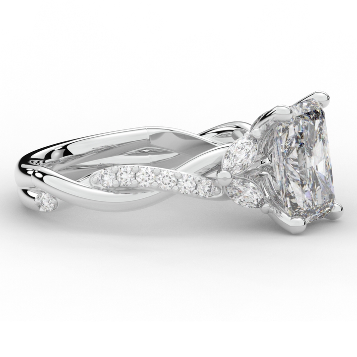 2.40CT.TW RADIANT LAB DIAMOND TWIST BAND ENGAGEMENT RING