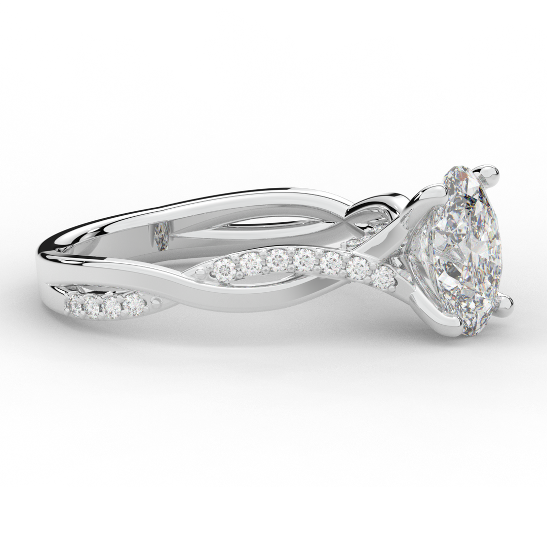 1.70CT.TW OVAL LAB DIAMOND TWIST BAND ENGAGEMENT RING