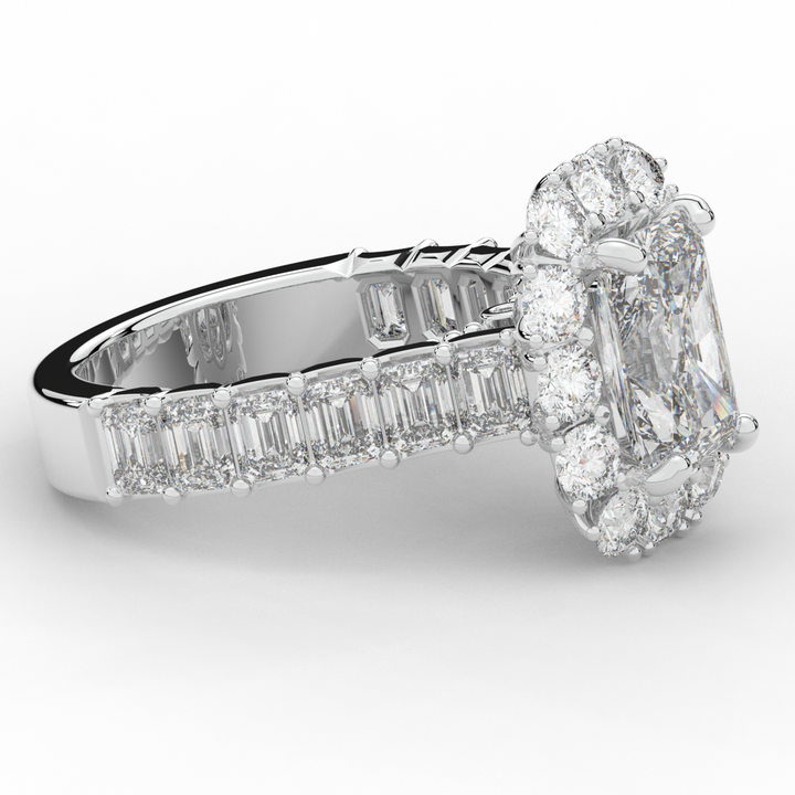 6.00CT.TW RADIANT LAB DIAMOND HALO ENGAGEMENT RING