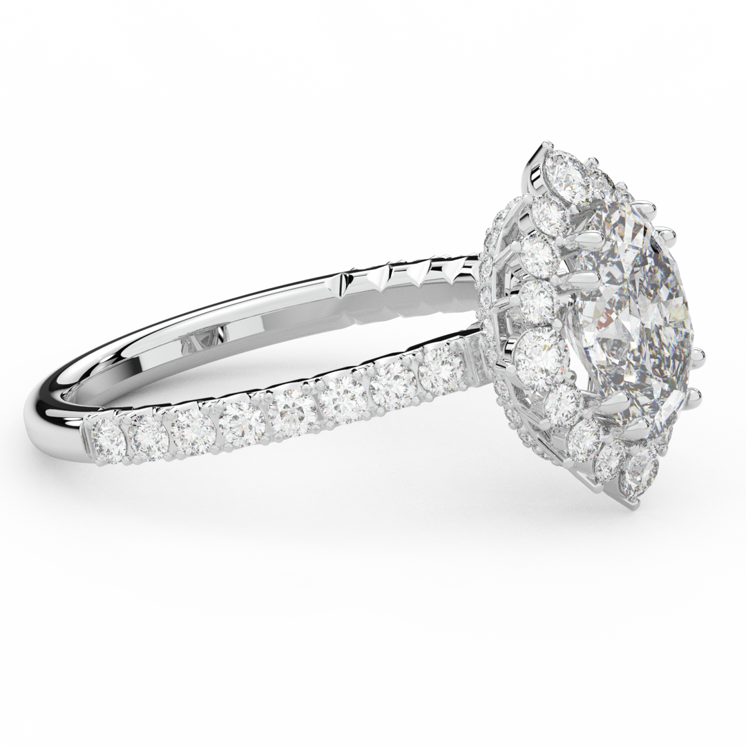 2.80CT.TW OVAL LAB DIAMOND HALO ENGAGEMENT RING