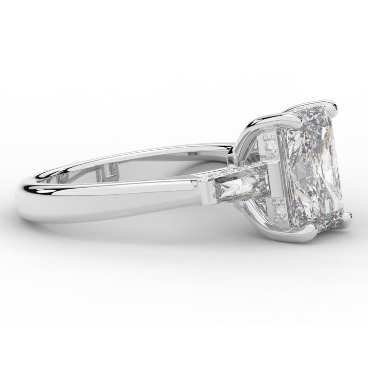 3.45CT.TW RADIANT LAB DIAMOND 3 STONE ENGAGEMENT RING