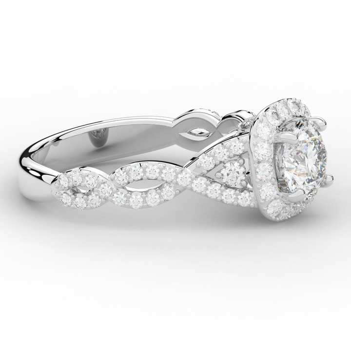 1.60CT.TW ROUND LAB DIAMOND HALO TWIST ENGAGEMENT RING