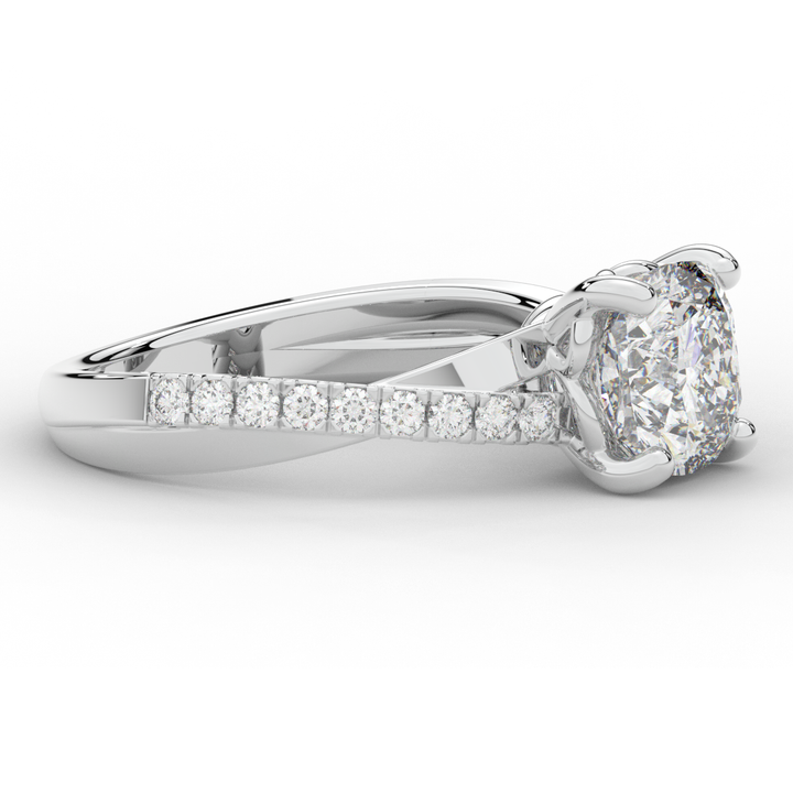 2.20CT.TW CUSHION LAB DIAMOND TWISTBAND ENGAGEMENT RING