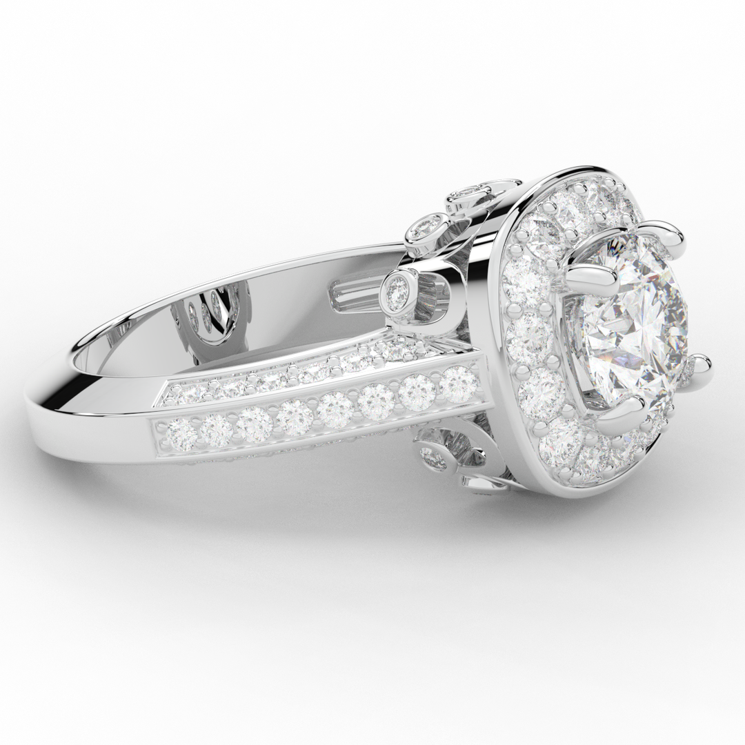 1.50CT.TW ROUND LAB DIAMOND HALO ENGAGEMENT RING