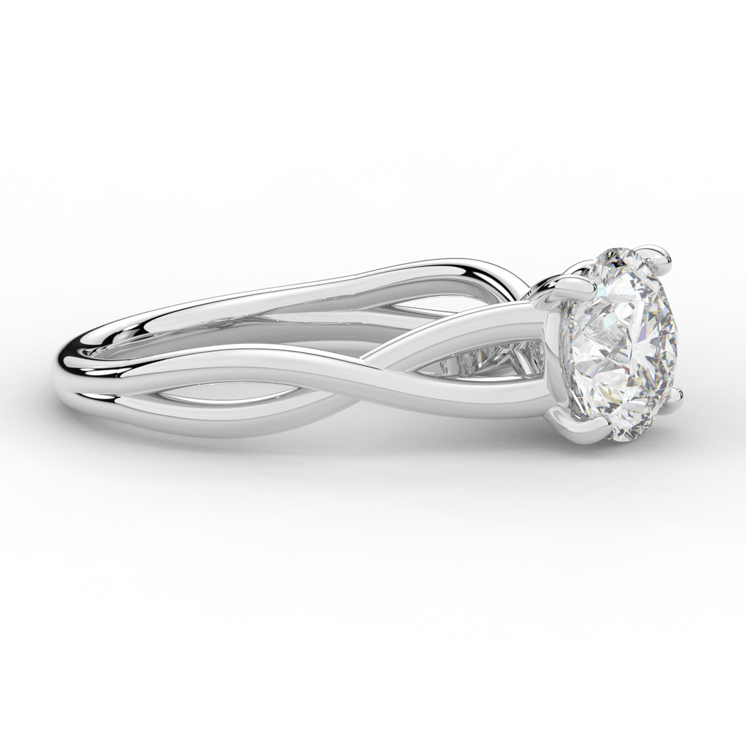 1.50CT ROUND LAB DIAMOND SOLITAIRE TWIST BAND ENGAGEMENT RING - Nazarelle