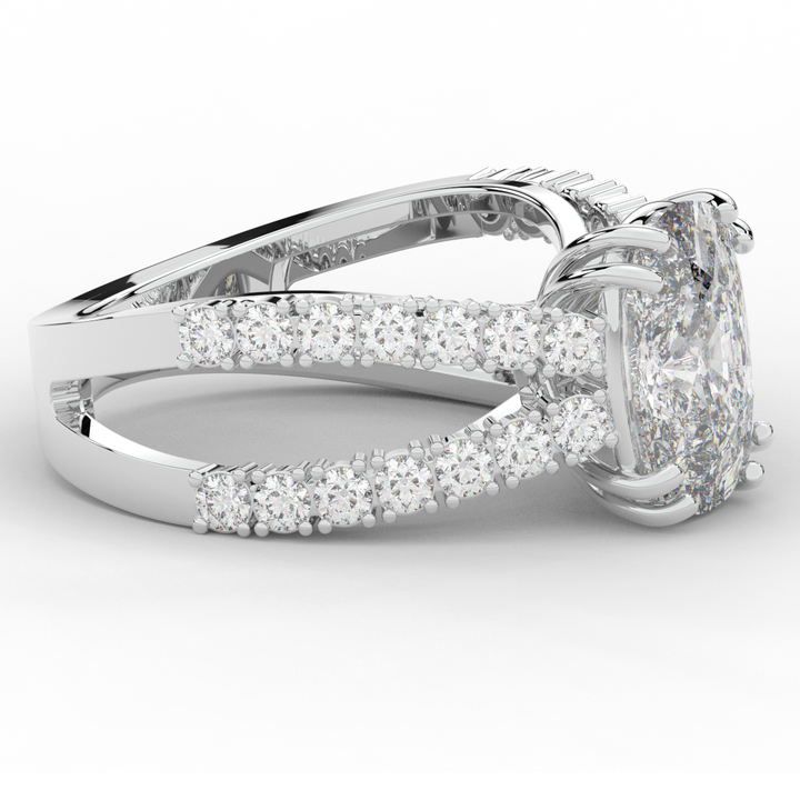 3.75CT.TW CUSHION LAB DIAMOND SPLIT BAND ENGAGEMENT RING