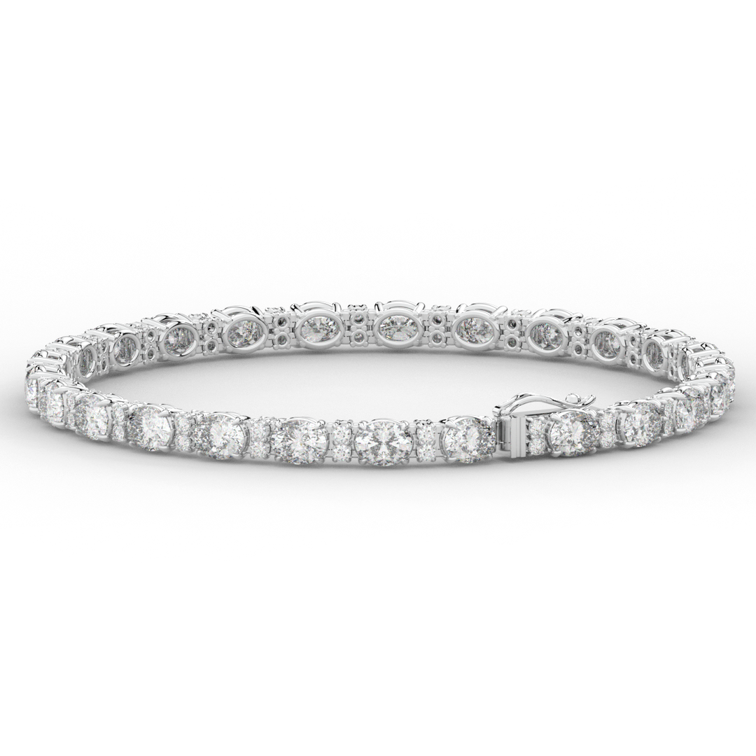 9.25CT.TW OVAL AND ROUND LAB DIAMOND TENNIS BRACELET - Nazarelle