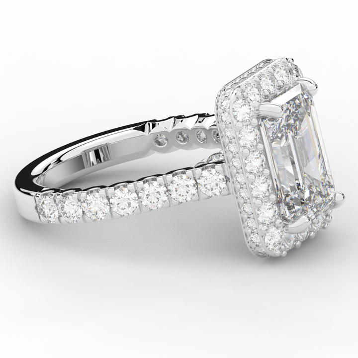 4.50CT.TW EMERALD CUT LAB DIAMOND HALO ENGAGEMENT RING