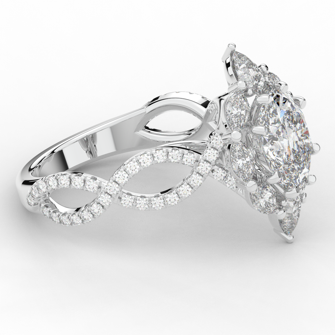 3.00CT.TW OVAL LAB DIAMOND HALO ENGAGEMENT RING