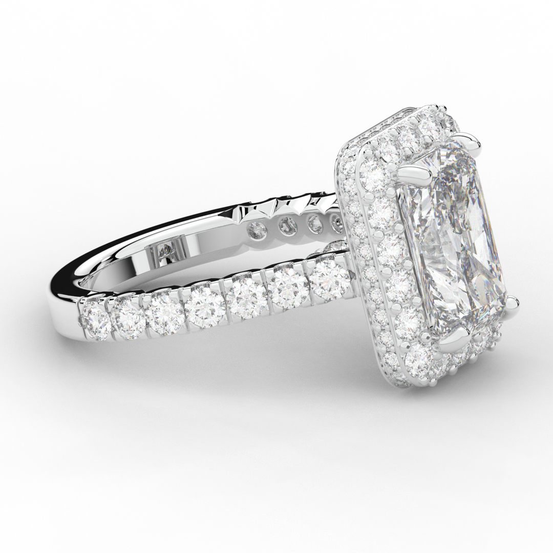 4.50CT.TW RADIANT LAB DIAMOND HALO ENGAGEMENT RING