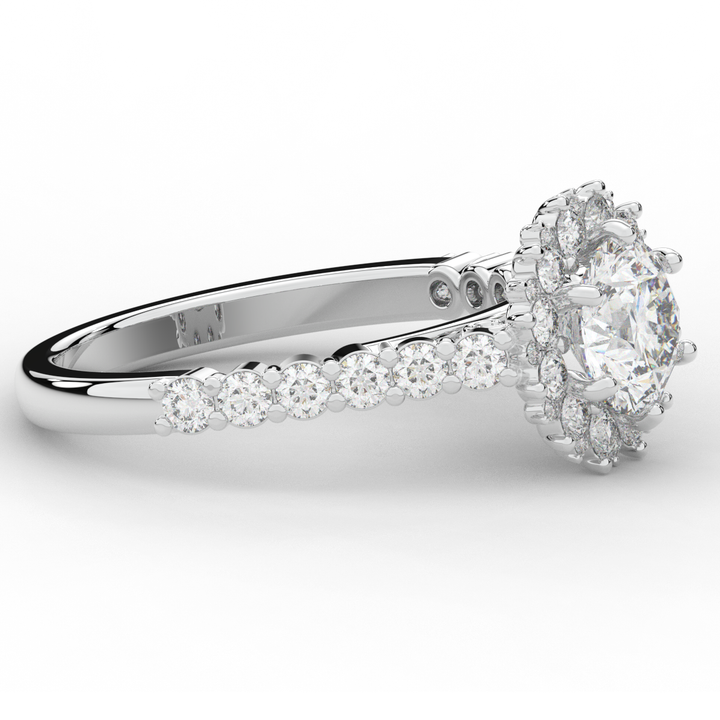 1.60CT.TW ROUND LAB DIAMOND HALO ENGAGEMENT RING