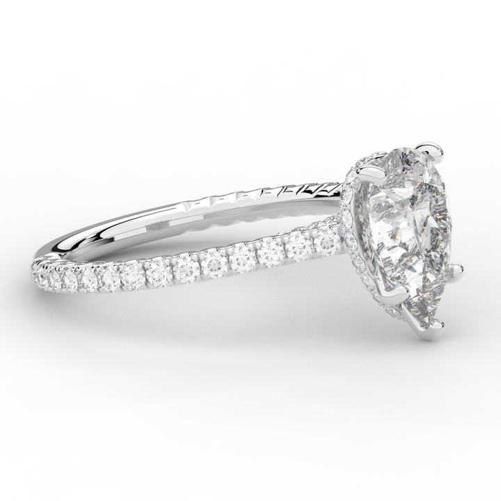 2.50CT.TW PEAR LAB DIAMOND UNDERHALO SOLITAIRE ENGAGEMENT RING