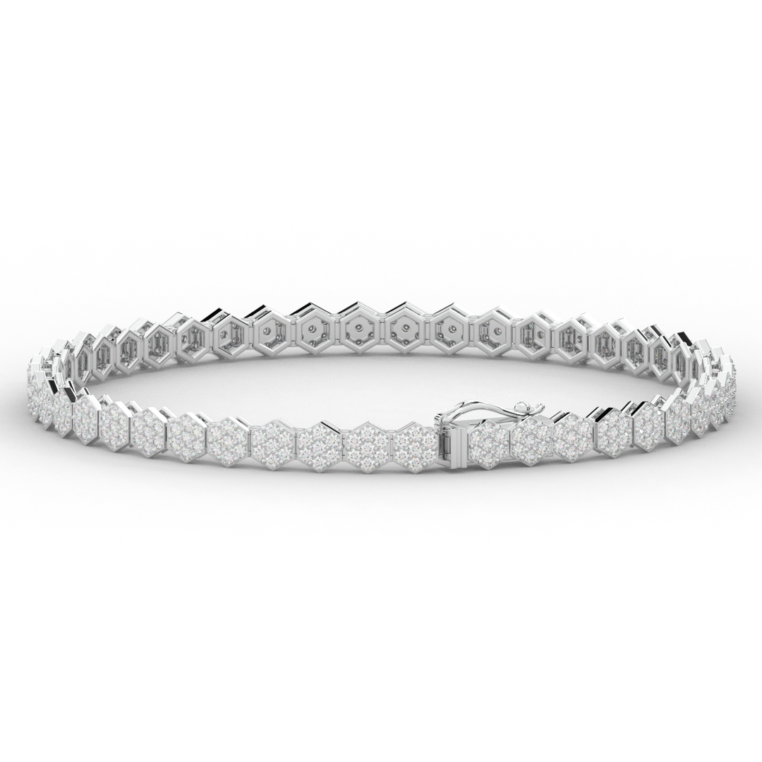 2.50CT.TW ROUND LAB DIAMOND CLUSTER TENNIS BRACELET - Nazarelle