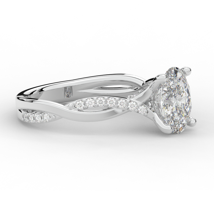 1.70CT.TW OVAL LAB DIAMOND TWIST BAND ENGAGEMENT RING