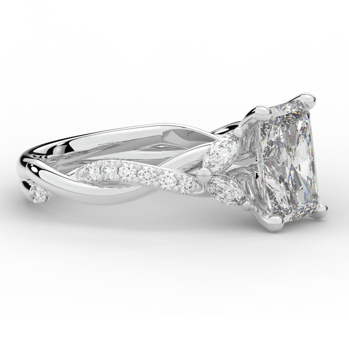 2.40CT.TW RADIANT LAB DIAMOND TWIST BAND ENGAGEMENT RING