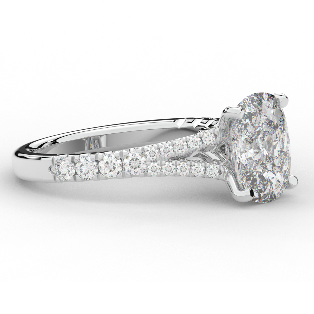 3.45CT.TW CUSHION LAB DIAMOND ENGAGEMENT RING