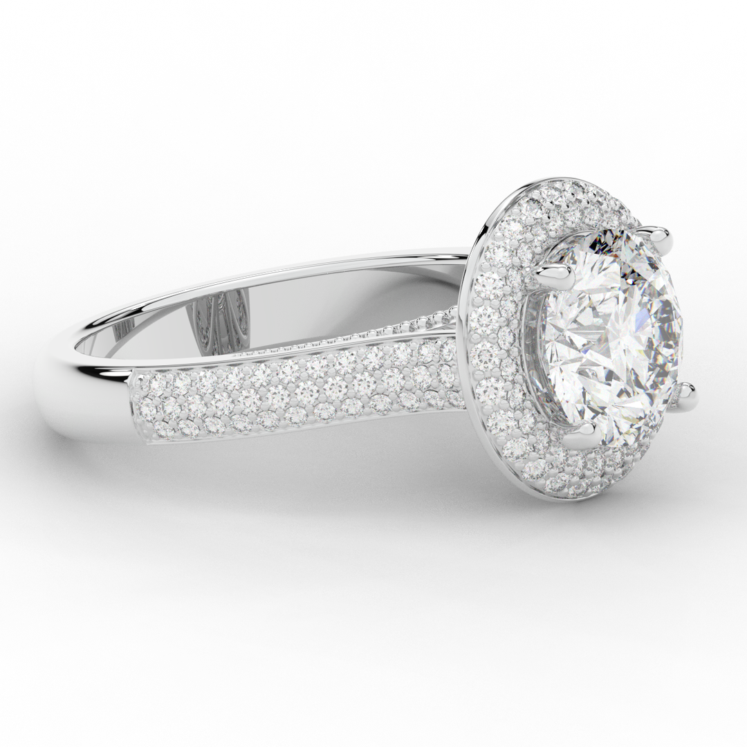 2.45CT.TW ROUND LAB DIAMOND HALO ENGAGEMENT RING