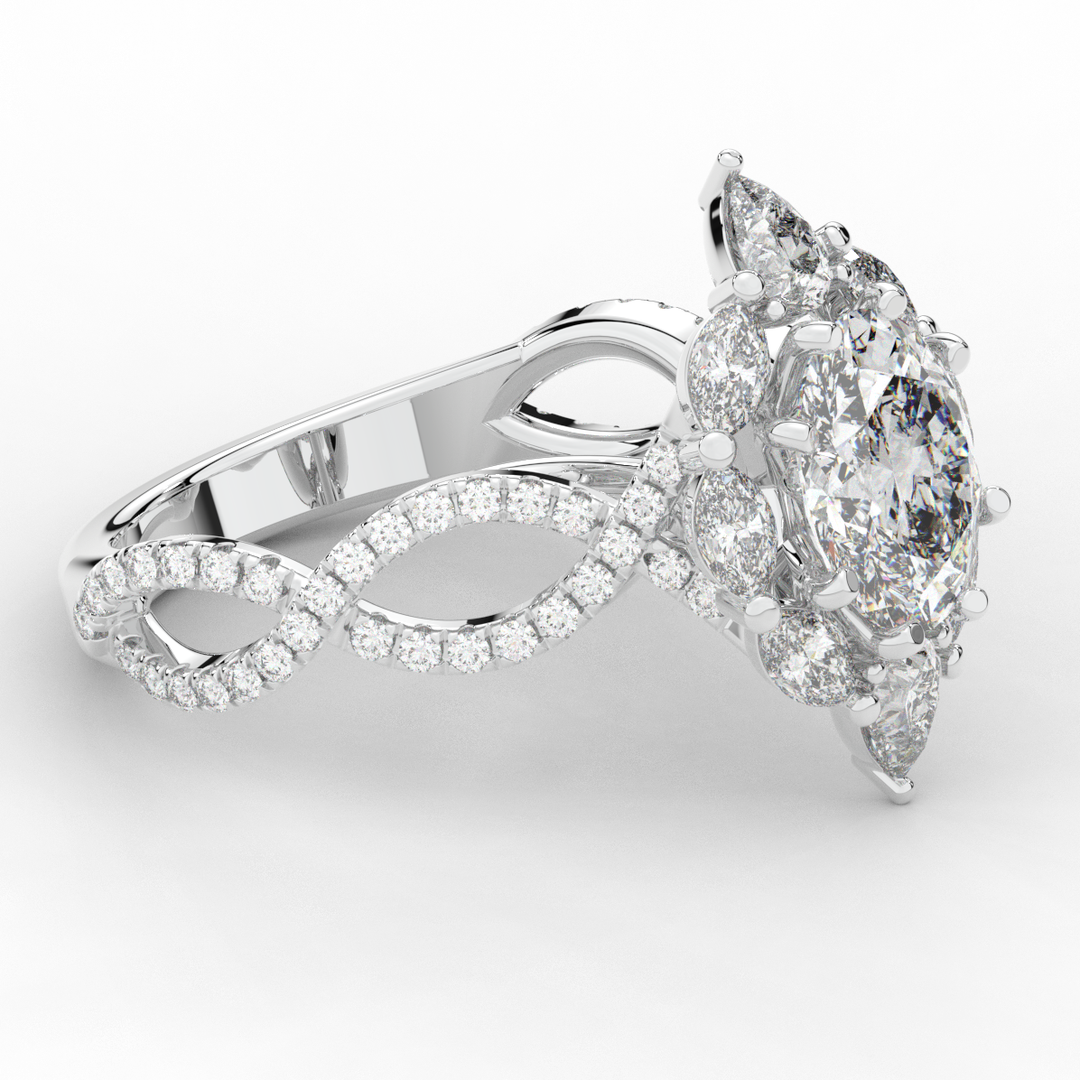 3.00CT.TW OVAL LAB DIAMOND HALO ENGAGEMENT RING