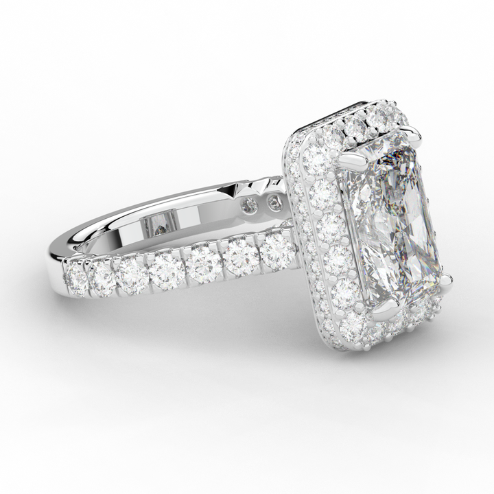 4.50CT.TW RADIANT LAB DIAMOND HALO ENGAGEMENT RING