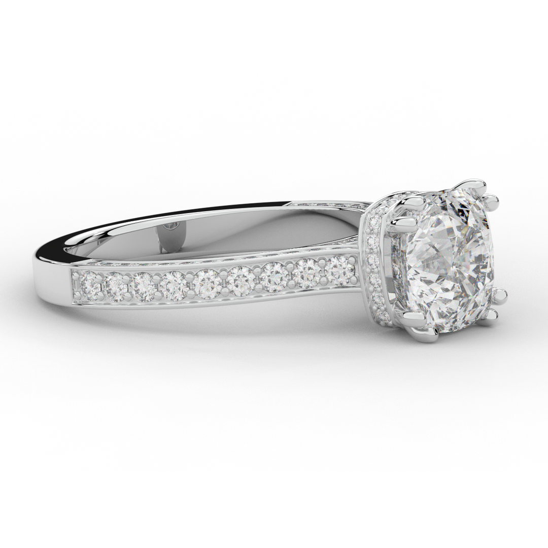 2.60CT.TW CUSHION LAB DIAMOND SOLITAIRE ENGAGEMENT RING