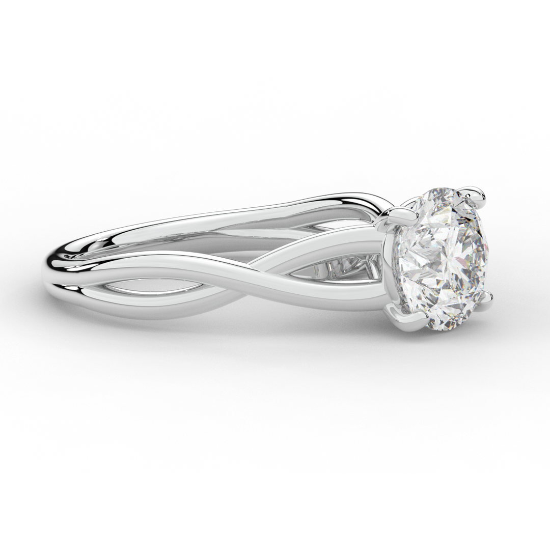 1.50CT ROUND LAB DIAMOND SOLITAIRE TWIST BAND ENGAGEMENT RING - Nazarelle