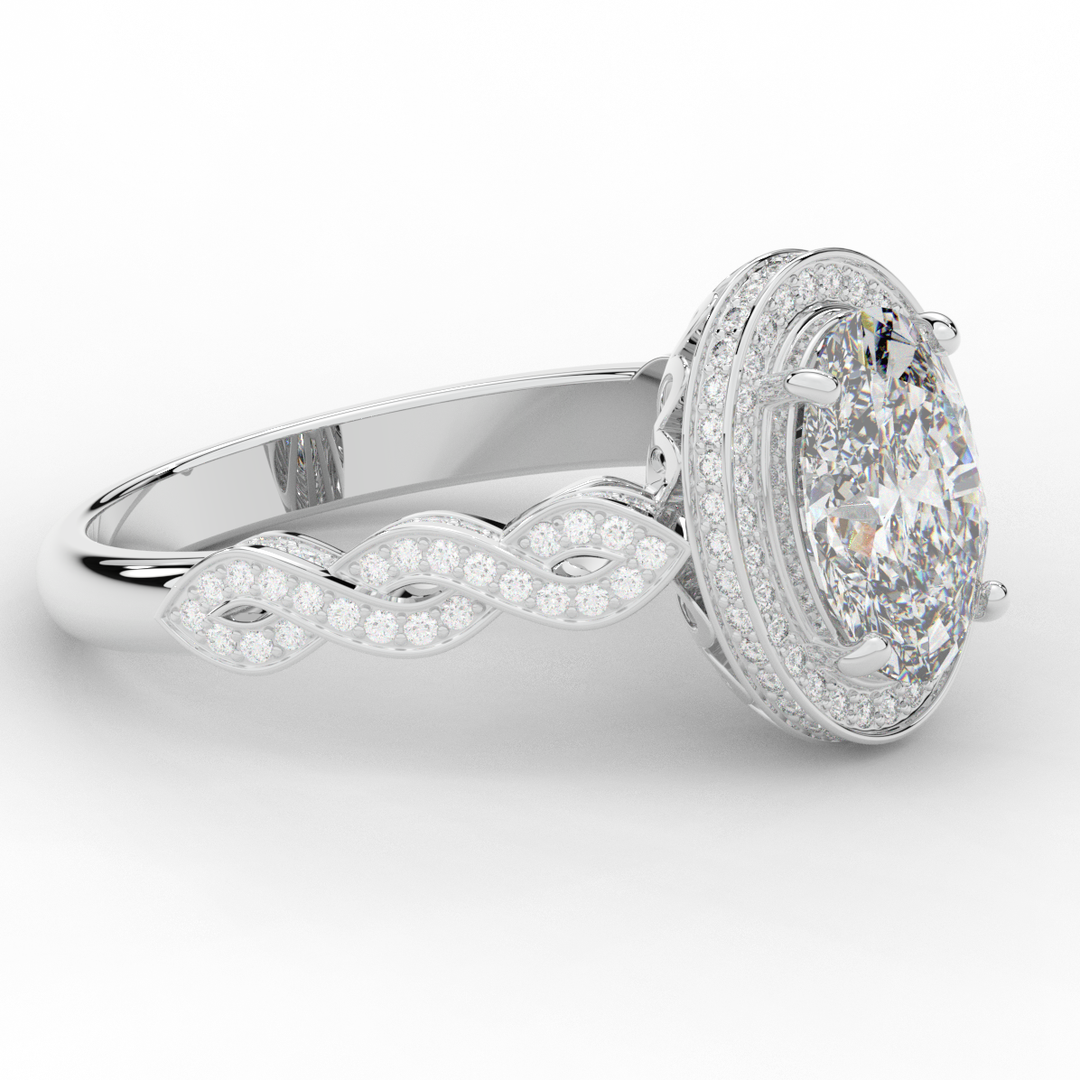 3.10CT.TW OVAL LAB DIAMOND HALO ENGAGEMENT RING