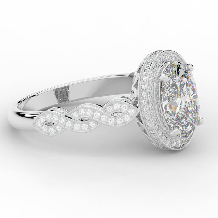 3.10CT.TW OVAL LAB DIAMOND HALO ENGAGEMENT RING