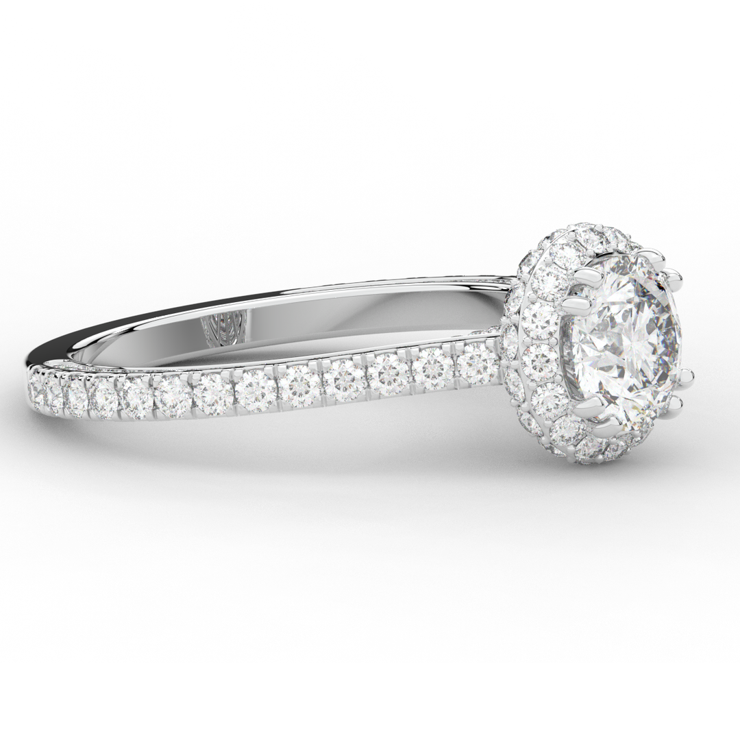 1.90CT.TW ROUND LAB DIAMOND HALO ENGAGEMENT RING