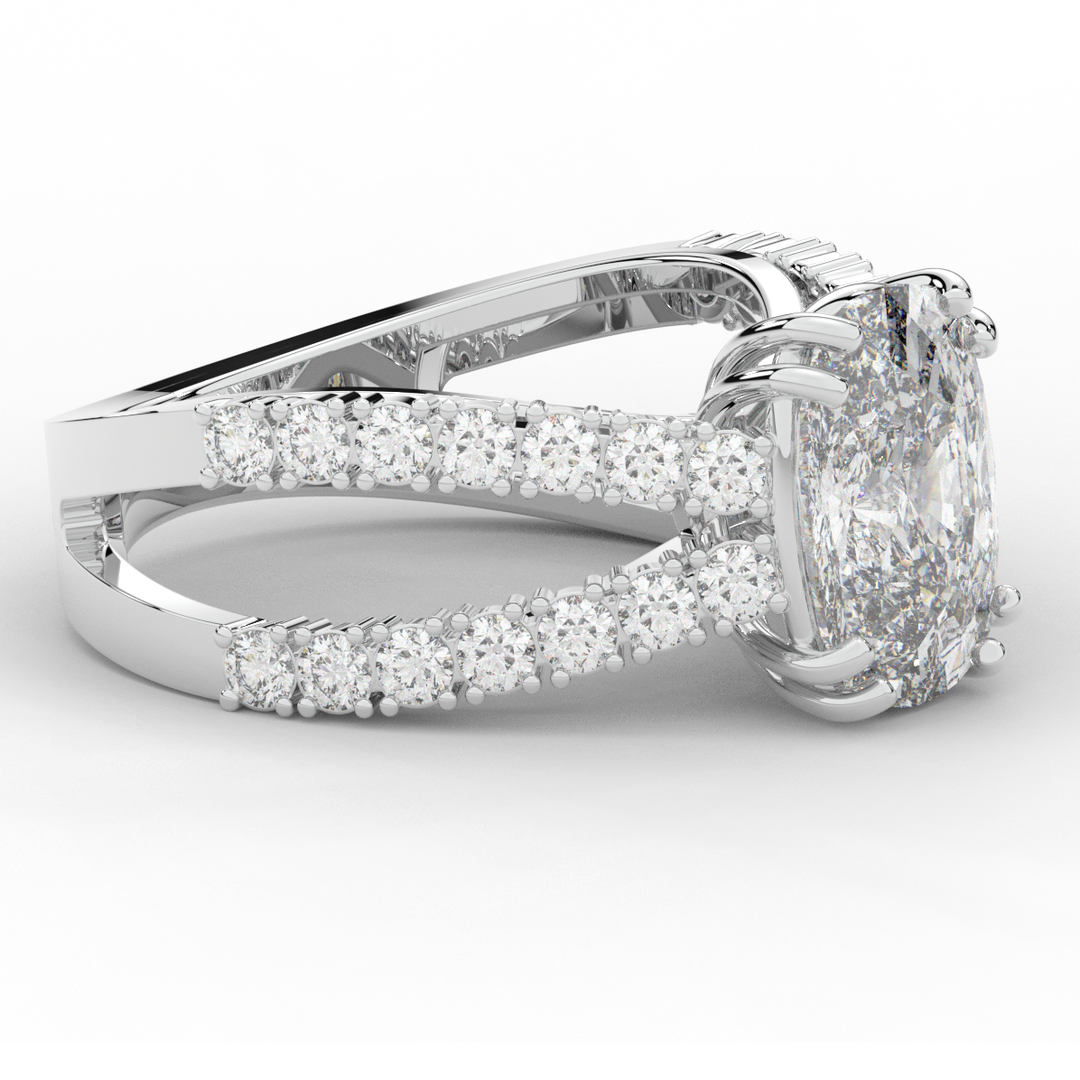 3.75CT.TW CUSHION LAB DIAMOND SPLIT BAND ENGAGEMENT RING