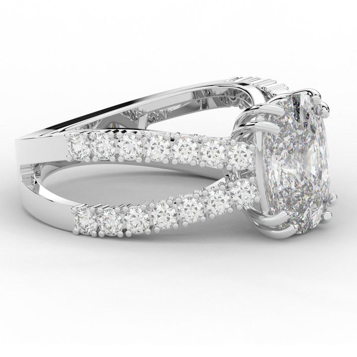 3.75CT.TW CUSHION LAB DIAMOND SPLIT BAND ENGAGEMENT RING