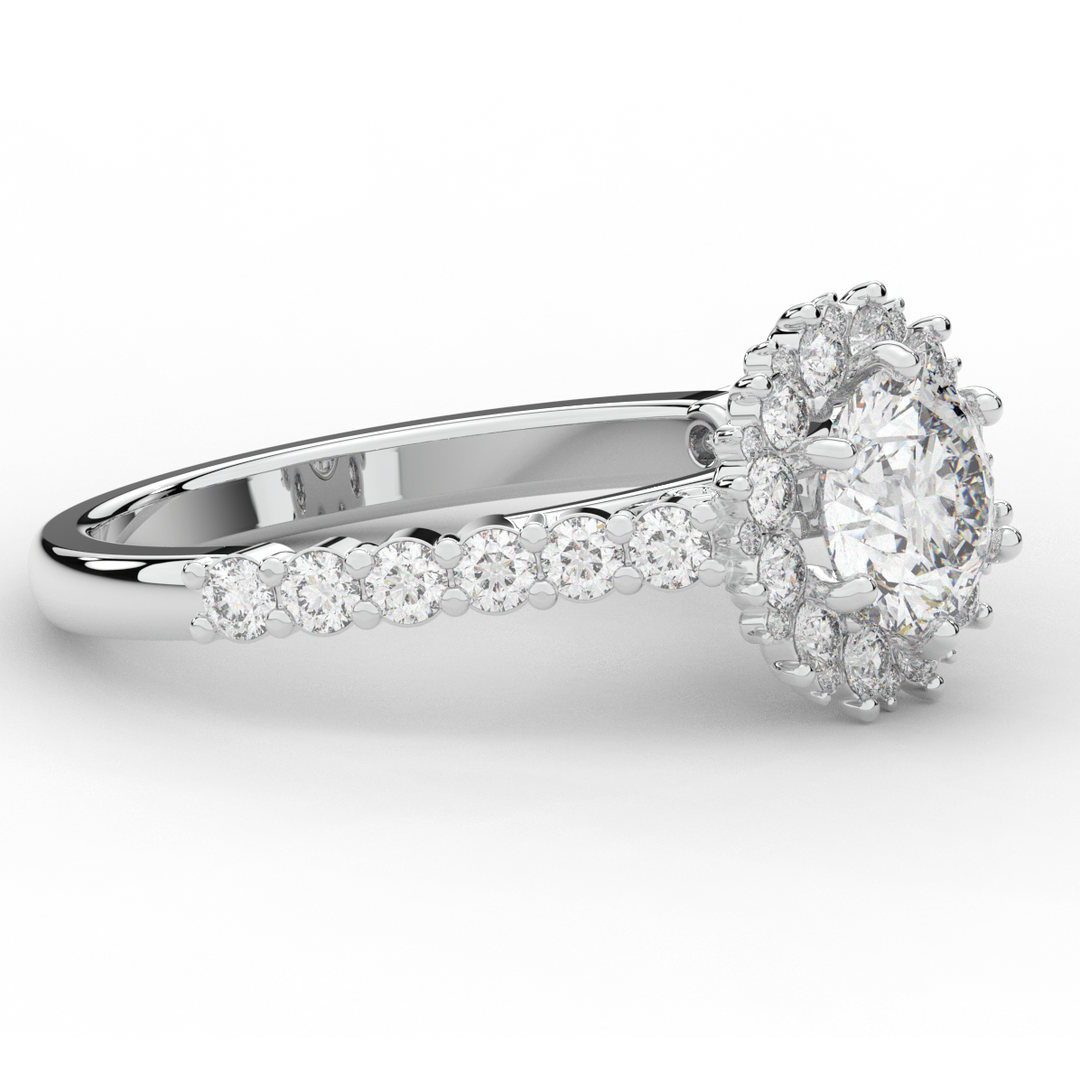 1.60CT.TW ROUND LAB DIAMOND HALO ENGAGEMENT RING