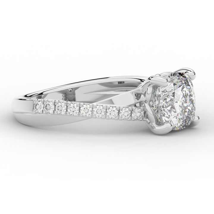 2.20CT.TW CUSHION LAB DIAMOND TWISTBAND ENGAGEMENT RING