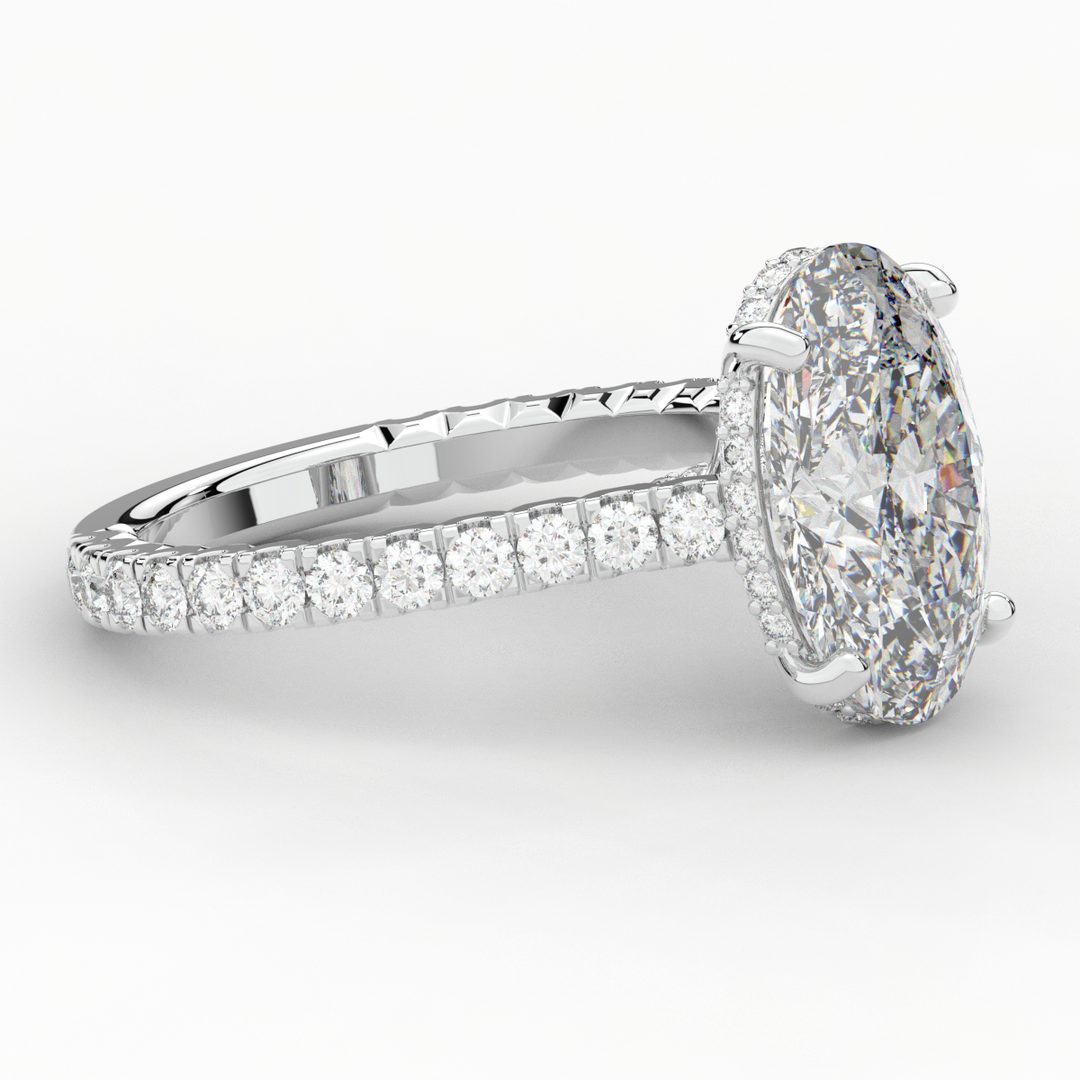 4.70CT.TW OVAL LAB DIAMOND UNDERHALO SOLITAIRE ENGAGEMENT RING