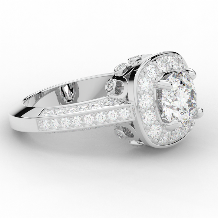 1.50CT.TW ROUND LAB DIAMOND HALO ENGAGEMENT RING