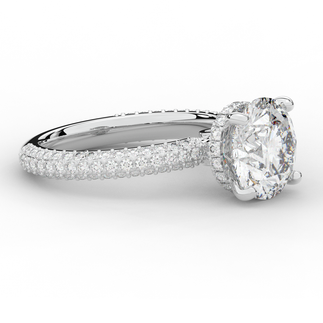 3.60CT.TW ROUND LAB DIAMOND SOLITAIRE ENGAGEMENT RING