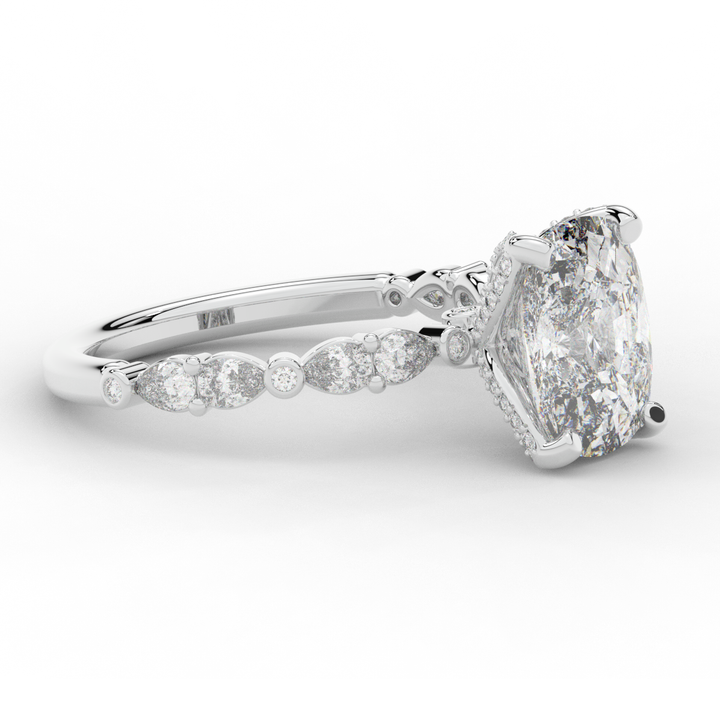 3.60CT.TW CUSHION LAB DIAMOND SOLITAIRE ENGAGEMENT RING