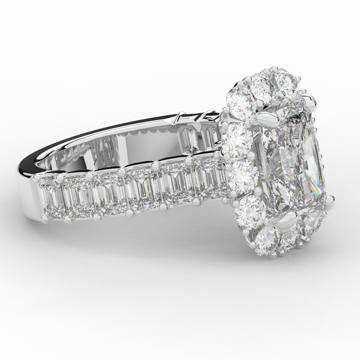 6.00CT.TW RADIANT LAB DIAMOND HALO ENGAGEMENT RING