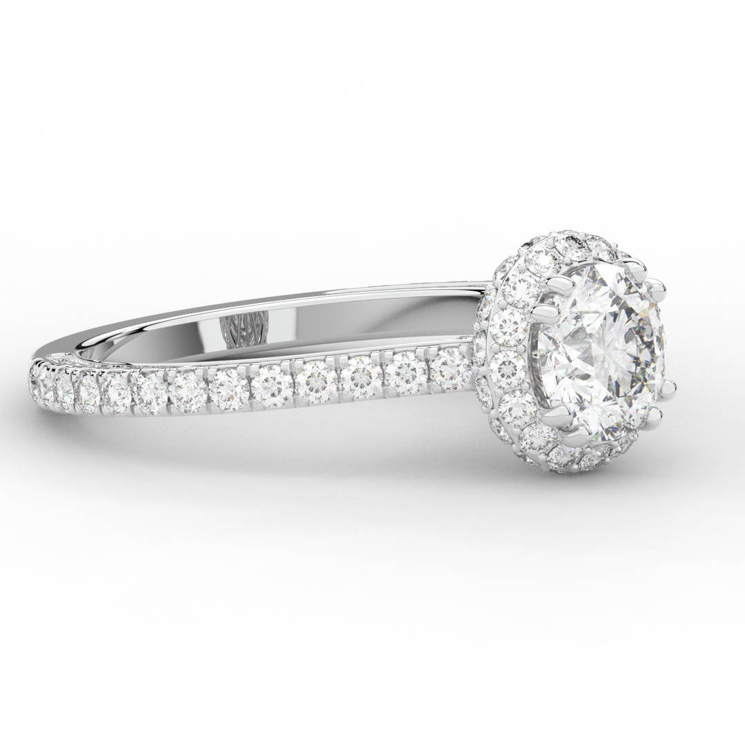 1.90CT.TW ROUND LAB DIAMOND HALO ENGAGEMENT RING