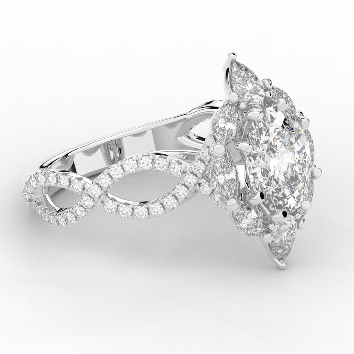 3.00CT.TW OVAL LAB DIAMOND HALO ENGAGEMENT RING