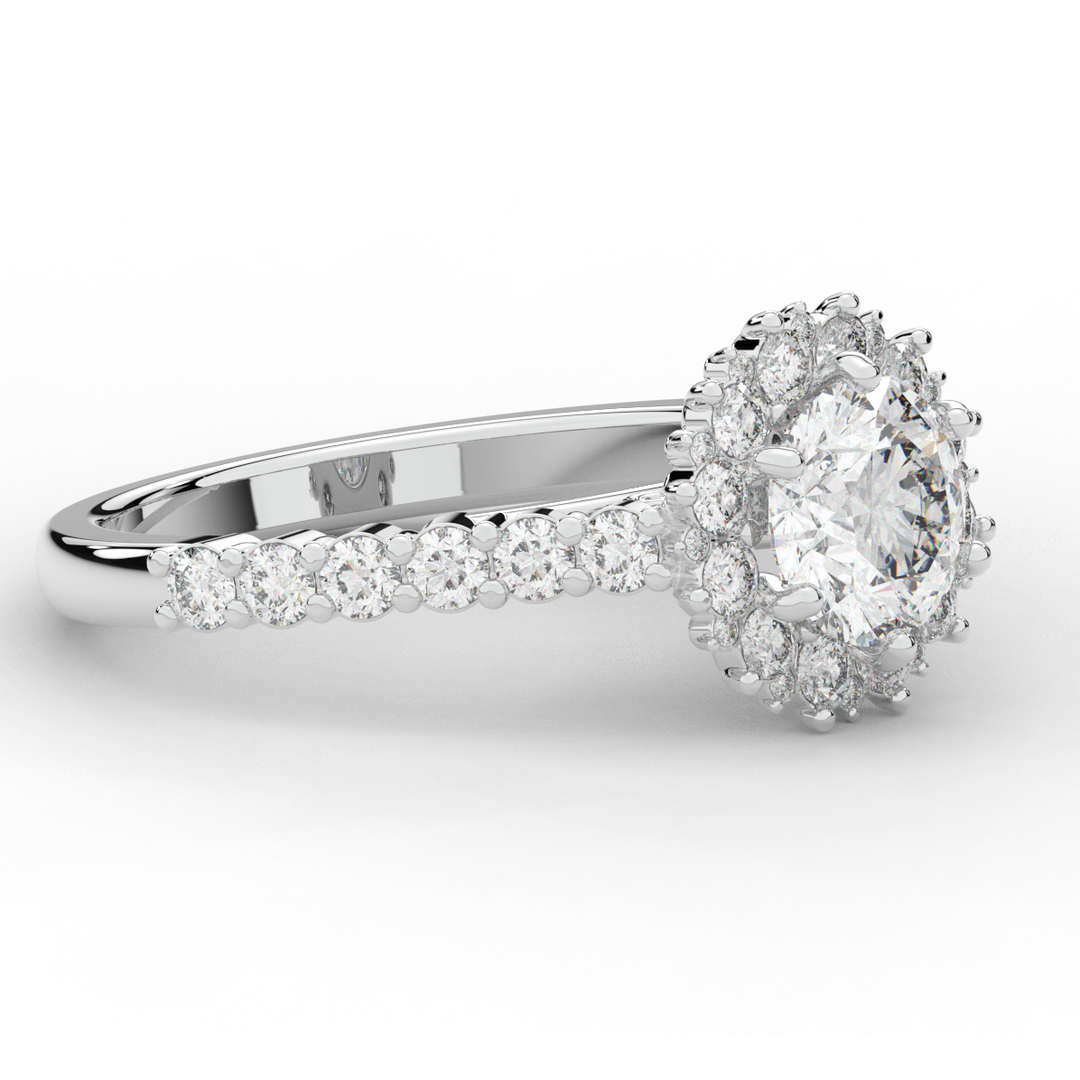 1.60CT.TW ROUND LAB DIAMOND HALO ENGAGEMENT RING